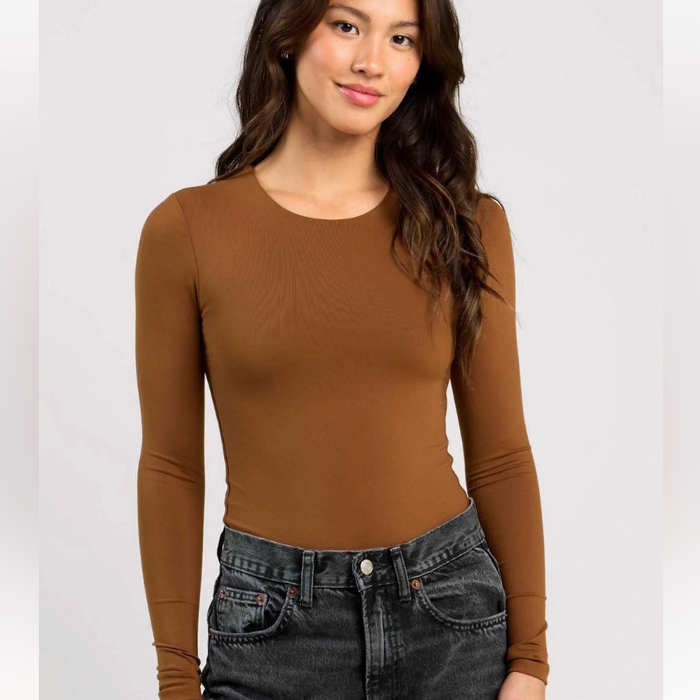Nuuds Longsleeve Crewneck Bodysuit Brown Coffee Women’s XL